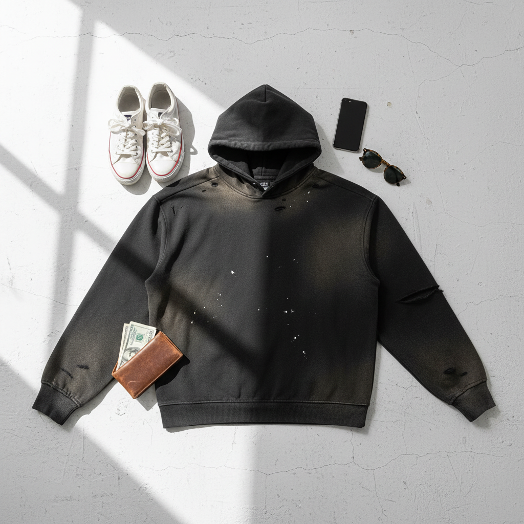 Sun Fade Frayed Fleece Hoodie