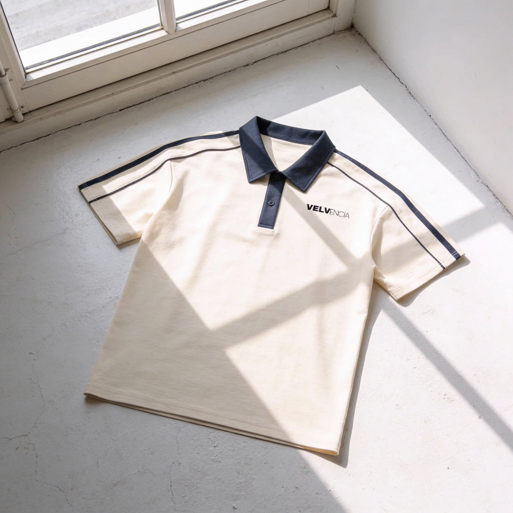 Contrast Collar Short-Sleeve Polo Shirt