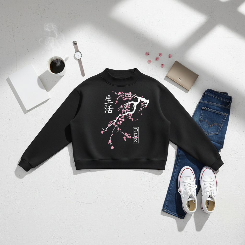 Cherry Blossom Minimal Japanese Sweatshirt