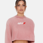 Snow Washed Raw Edge Cropped Sweatshirt